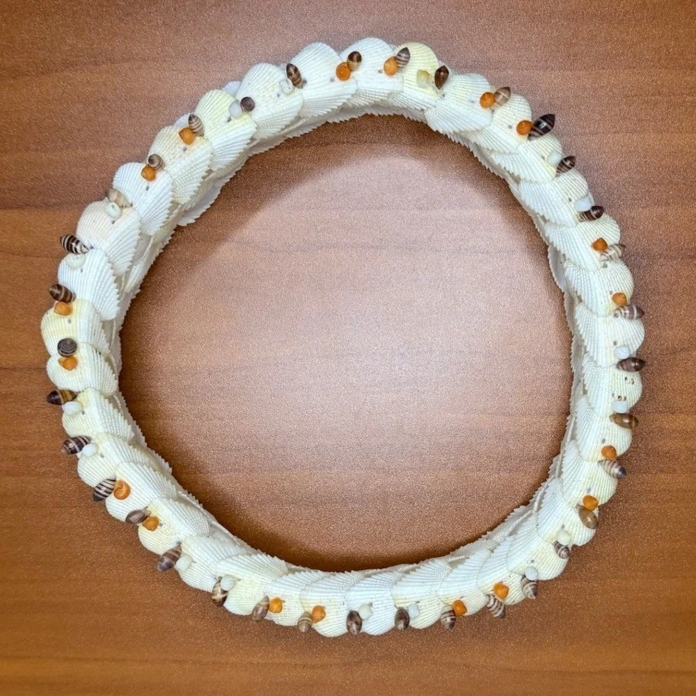Bora Bora French Polynesian Seashell Wedding Head Lei Bridal Crown Handmade 9